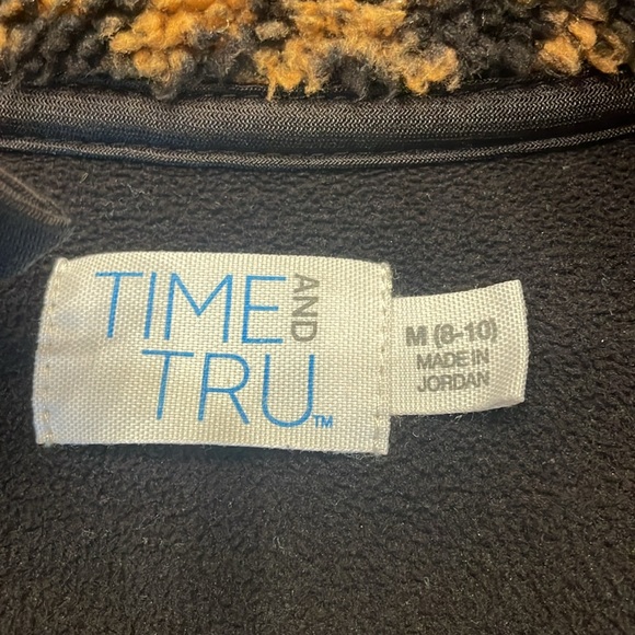 Time and Tru Black/Brown Leopard print 1/4 Zip Fleece Pullover Size Medium(8-10) - Picture 2 of 7